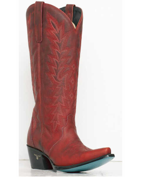 Lane Women's Off The Record Patent Leather Tall Western Boots - Snip Toe, Ruby, hi-res