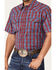Image #3 - Moonshine Spirit Men's Roja Plaid Print Short Sleeve Snap Western Shirt, Navy, hi-res