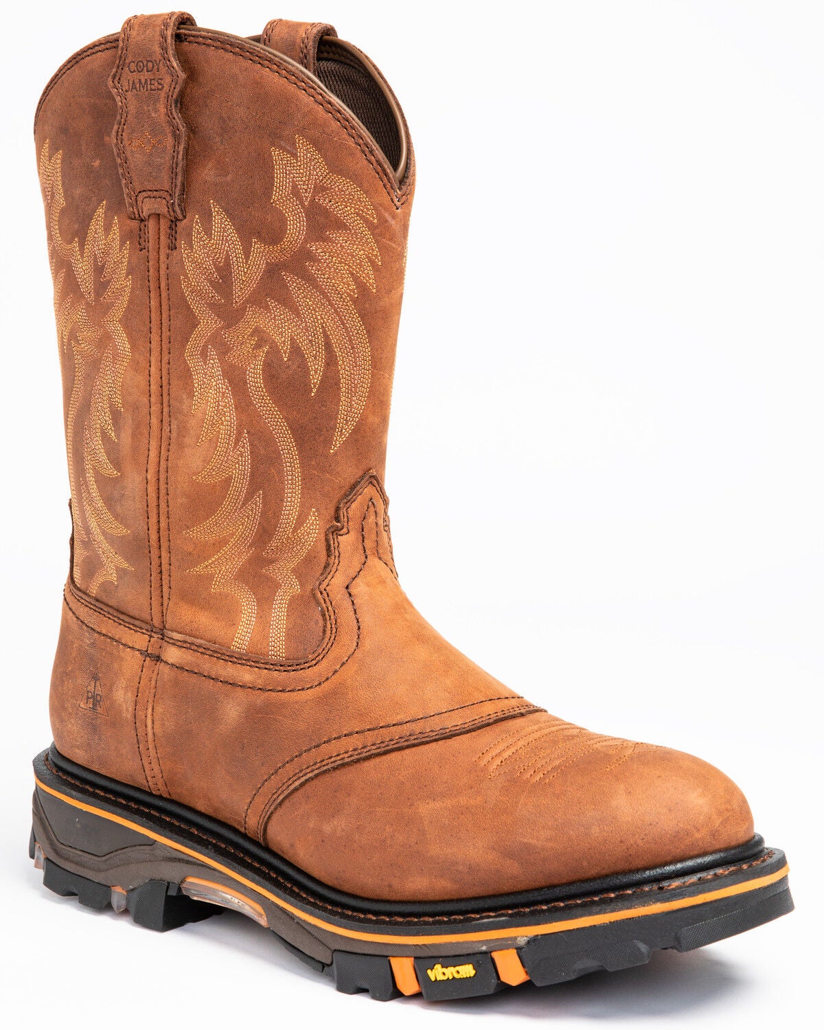 Cody James Men's 11" Decimator Western Work Boots - Soft Toe, Brown, hi-res