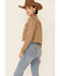 Shyanne Women's Tan Fray Hem Button-Front Crop Denim Jacket , Tan, hi-res
