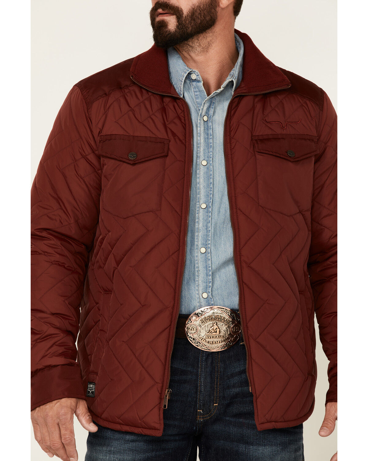 Image #3 - Kimes Ranch Men's Boot Barn Exclusive Solid Skink Zip-Front Quilted Jacket, Burgundy, hi-res