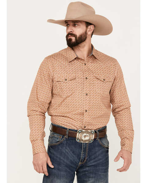 Cody James Men's Dixie Floral Print Long Sleeve Western Pearl Snap Shirt, Oatmeal, hi-res