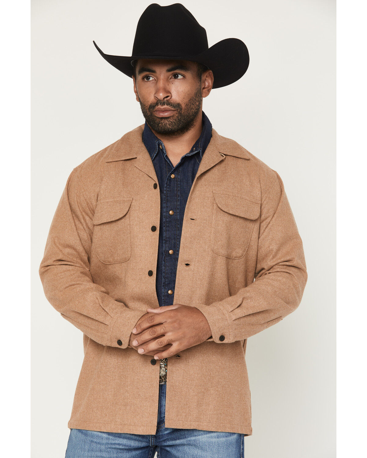 Image #1 - Pendleton Men's Original Board Solid Long Sleeve Button-Down Shirt Jacket, Tan, hi-res