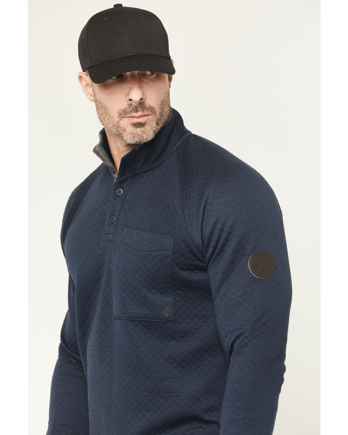 Image #2 - Brothers and Sons Men's Sherman Solid 1/4 Button-Down Pullover, Navy, hi-res