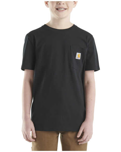 Carhartt Little Boys' Short Sleeve Logo Pocket T-Shirt , Black, hi-res