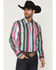 Image #1 - Wrangler Men's Brushpopper Denim Striped Long Sleeve Snap Western Shirt, Multi, hi-res