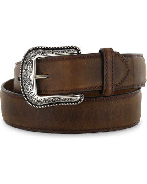 3D Men's 1 1/2" Genuine Leather Belt, Brown, hi-res