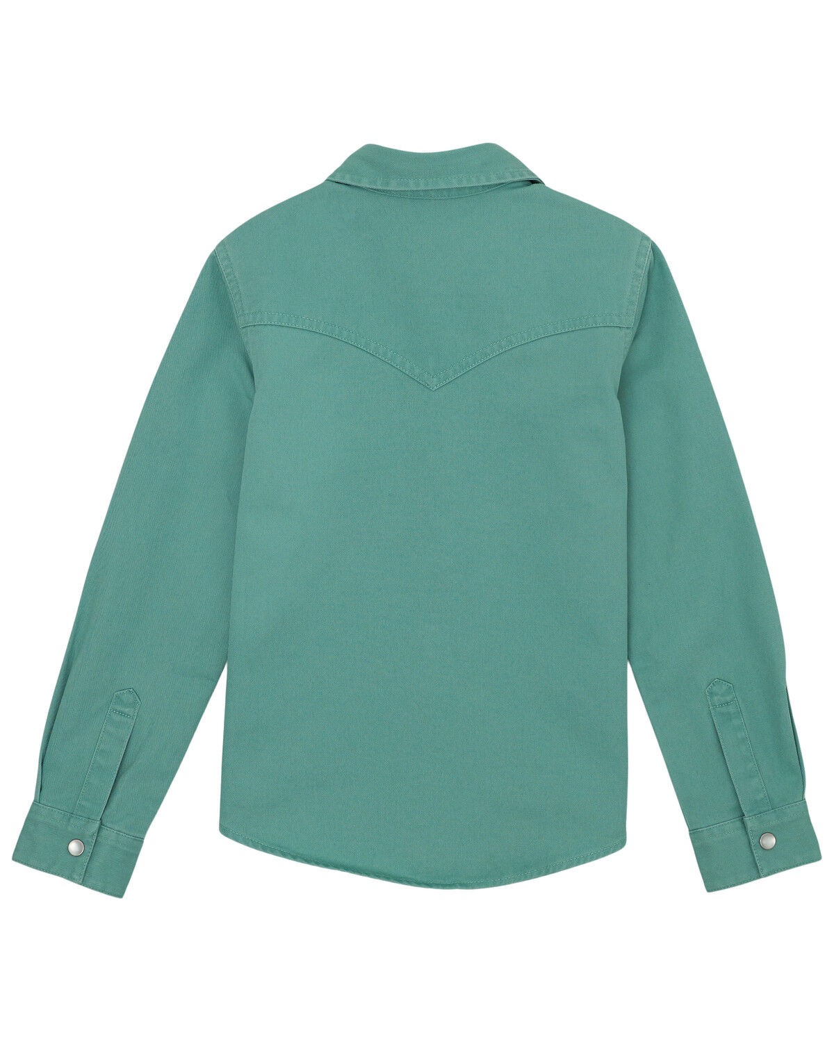 Image #2 - Wrangler Girls' Solid Long Sleeve Snap Western Shirt, Teal, hi-res