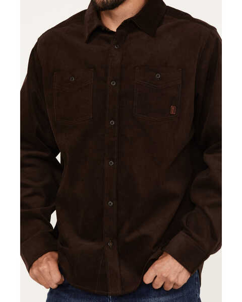Image #3 - Brothers and Sons Men's Solid Corduroy Button Down Western Shirt , Dark Brown, hi-res