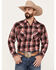 Image #1 - Ely Walker Men's Plaid Print Long Sleeve Snap Western Shirt, Red, hi-res