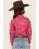 Image #4 - Cowgirl Hardware Girls' Cowgirl Print Long Sleeve Rhinestone Snap Stretch Western Shirt, Pink, hi-res