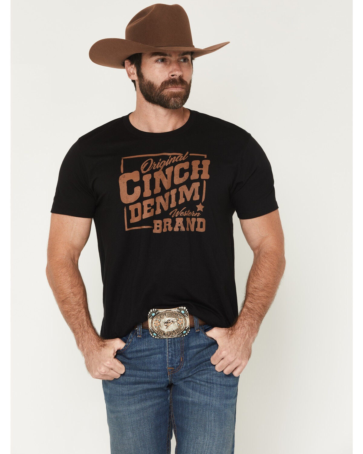 Cinch Men's Boot Barn Exclusive Logo Short Sleeve Graphic T-Shirt, Black, hi-res