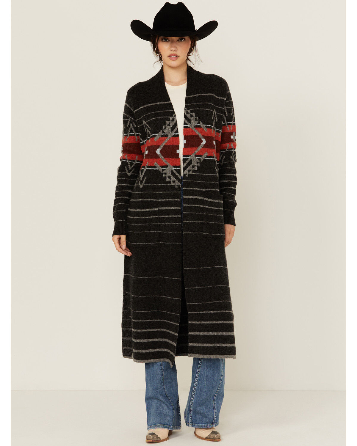 Image #1 - Pendleton Women's Striped Cardigan, Black, hi-res