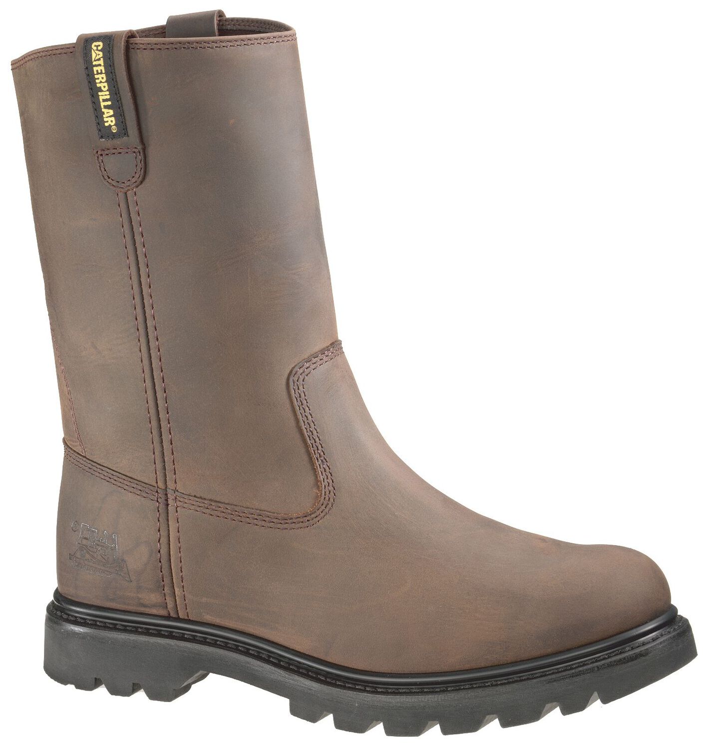 Image #1 - CAT Men's Revolver Pull On Work Boots - Steel Toe, Brown, hi-res