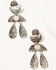 Image #2 - Shyanne Women's Hammered Metal Boho Statement Earrings, Silver, hi-res