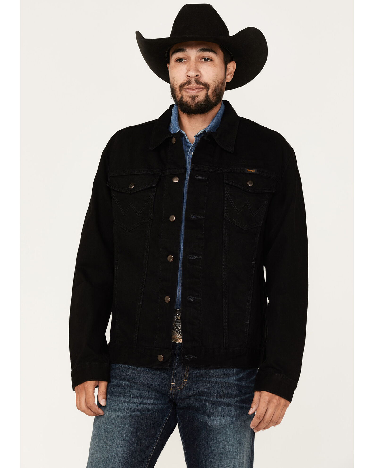 Black denim deals jacket wrangler