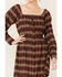 Image #2 - Paper Crane Women's Long Sleeve Plaid Mini Dress, Burgundy, hi-res