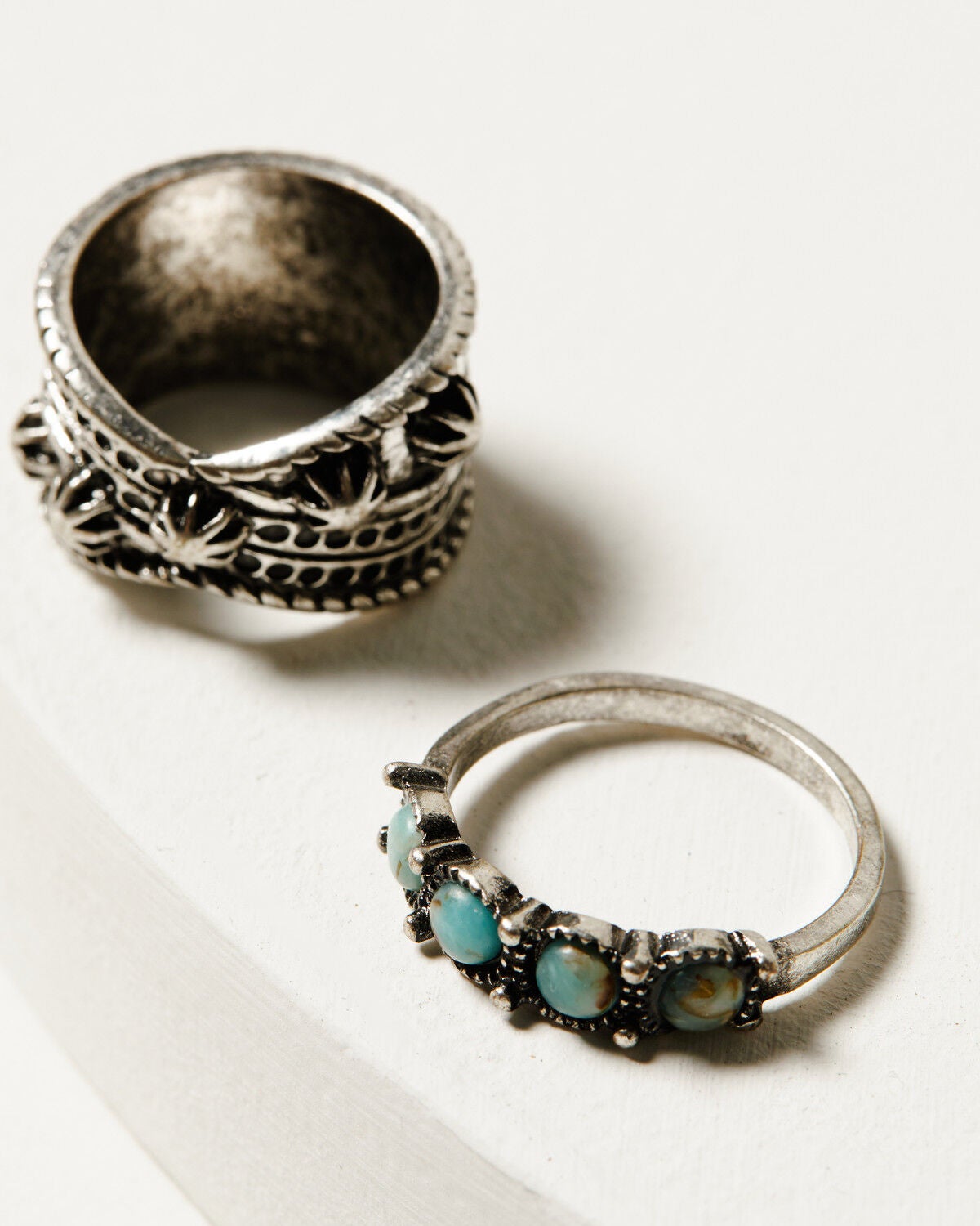 Image #2 - Shyanne Women's Ridge Canyon Turquoise Squash Blossom Ring Set - 5 Piece, Silver, hi-res
