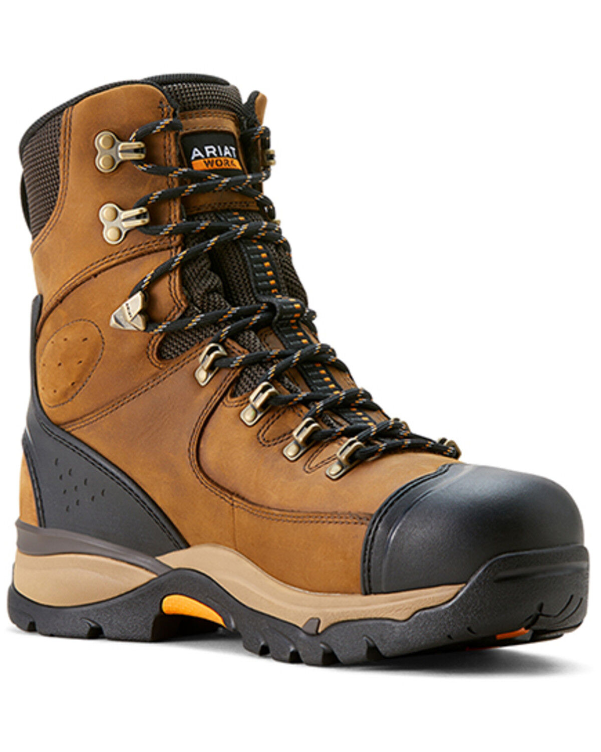 Image #1 - Ariat Men's 8" Endeavor Waterproof Work Boots - Carbon Toe, Brown, hi-res