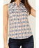 Image #3 - Shyanne Women's Casper Checkered Print Sleeveless Pearl Snap Western Shirt , Royal Blue, hi-res
