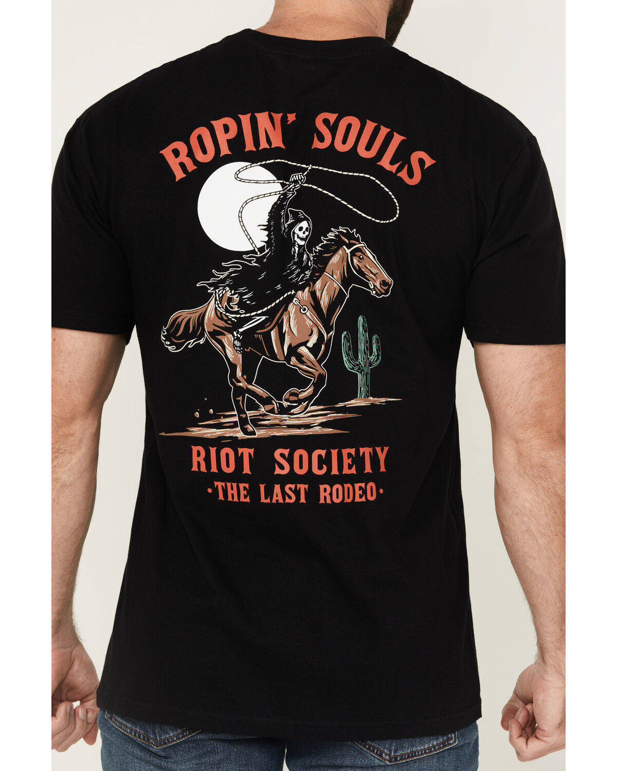 Image #4 - Riot Society Men's Boot Barn Exclusive Ropin' Souls Reaper Short Sleeve Graphic T-Shirt, Black, hi-res