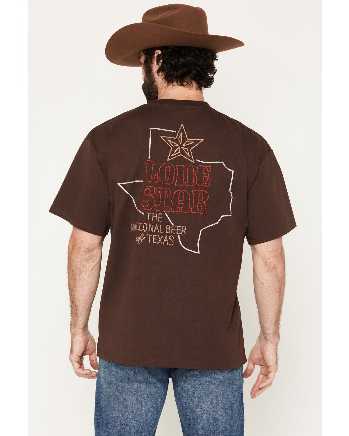 Image #1 - Coors Men's Lonestar Texas Chain Stitch Short Sleeve Graphic T-Shirt, Brown, hi-res