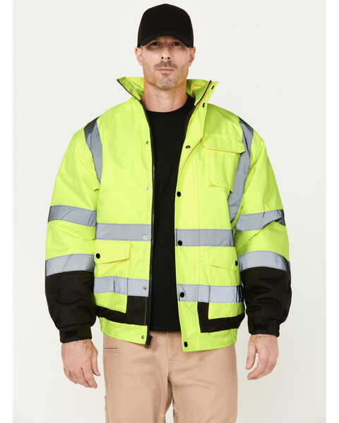 Image #1 - Hawx Men's High-Visibility Bomber Work Jacket , Yellow, hi-res