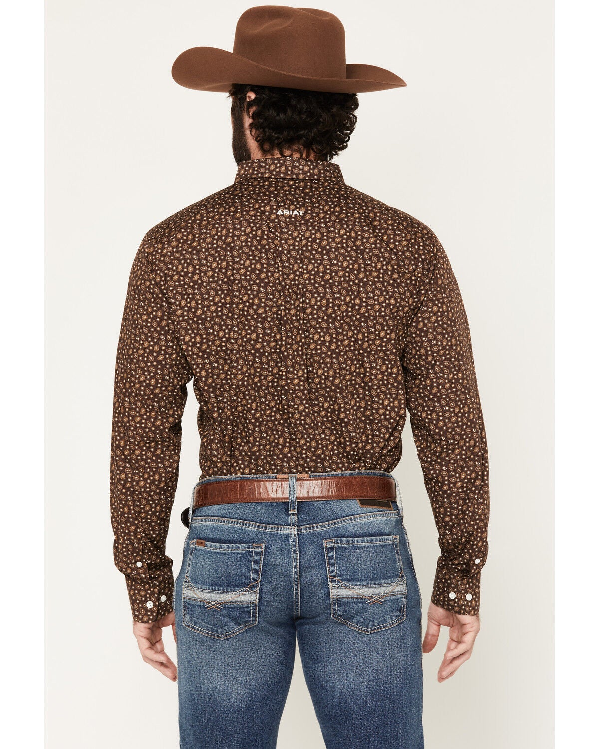 Image #4 - Ariat Men's Raven Wrinkle Free Paisley Print Long Sleeve Button-Down Western Shirt, Brown, hi-res