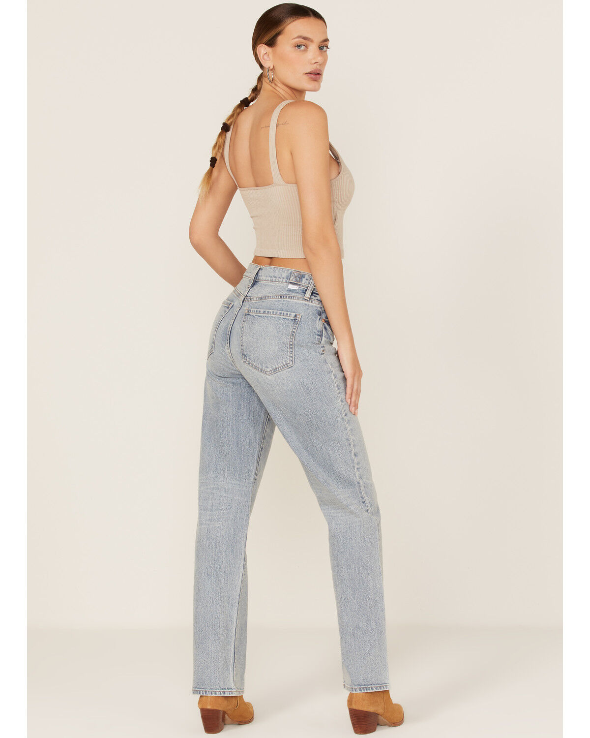 Image #3 - Daze Women's Medium Wash High Rise Straight Jeans, Blue, hi-res