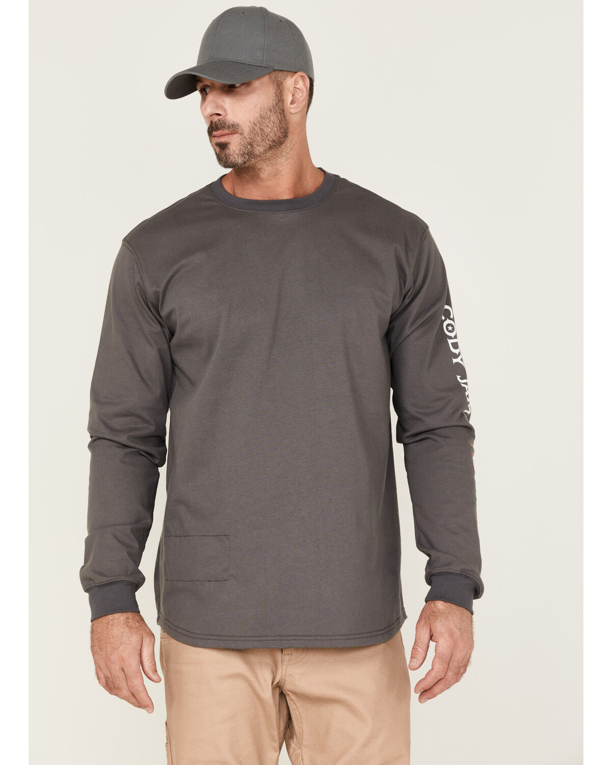 Image #1 - Cody James Men's FR Logo Long Sleeve Work T-Shirt, Charcoal, hi-res