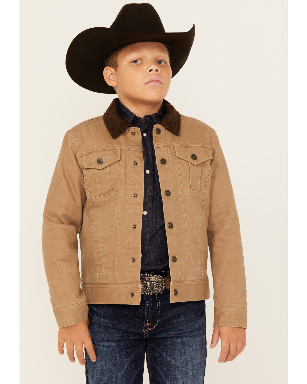 Image #1 - Cody James Boys' Ozark Washed Canvas Rancher Jacket, Beige, hi-res