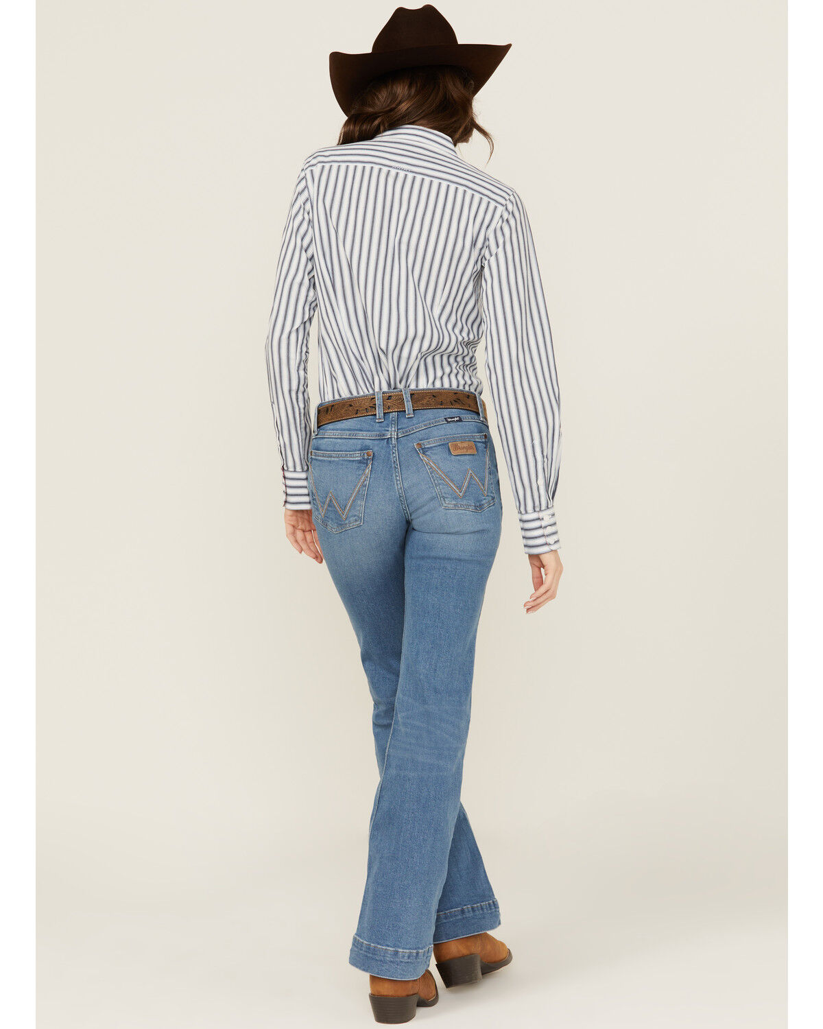 Image #3 - Wrangler Retro Women's Eva Medium Wash Mid Rise Mae Stretch Trouser Jeans, Medium Wash, hi-res