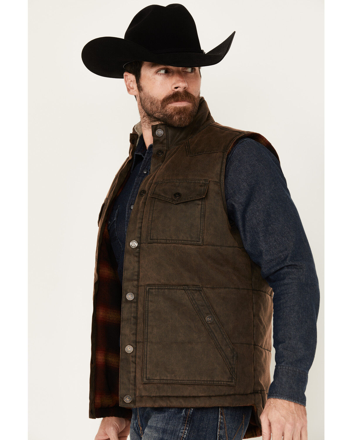 Image #2 - Cody James Men's Oil Slick Snap Vest - Tall, Brown, hi-res