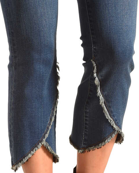 Image #4 - Tractr Women's Hi-Waist Torn Hem Crop Flare Jeans, , hi-res