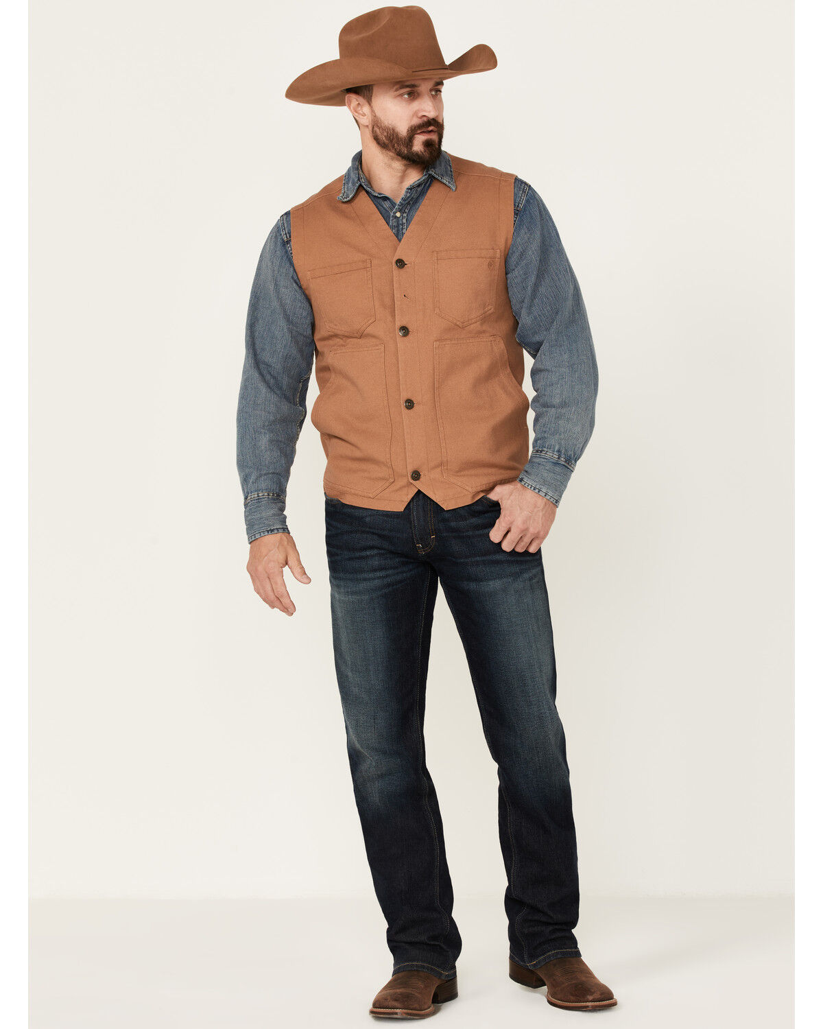 Image #2 - Blue Ranchwear Men's Solid Button-Down Duck Canvas Vest, Rust Copper, hi-res