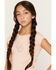 Image #2 - Shyanne Girls' Rhinestone Horseshoe Short Sleeve Tee, Blush, hi-res