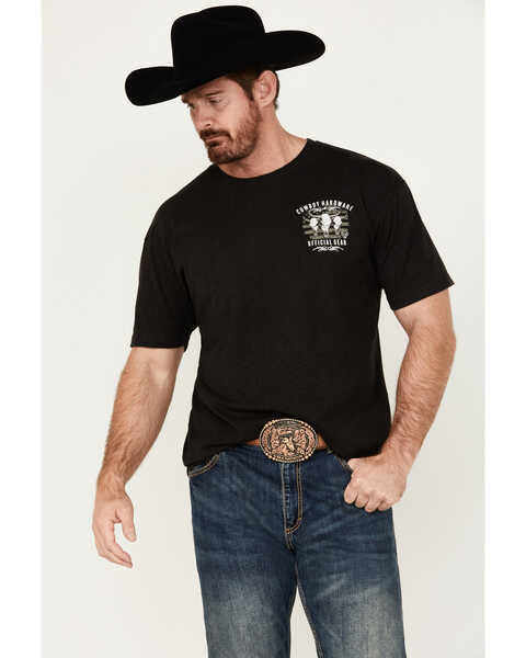Image #2 - Cowboy Hardware Men's Triple Skull Short Sleeve Graphic T-Shirt , Black, hi-res
