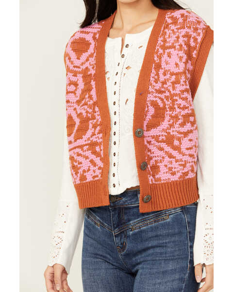 Image #3 - Free People Women's Tapestry Sweater Vest , Rust Copper, hi-res