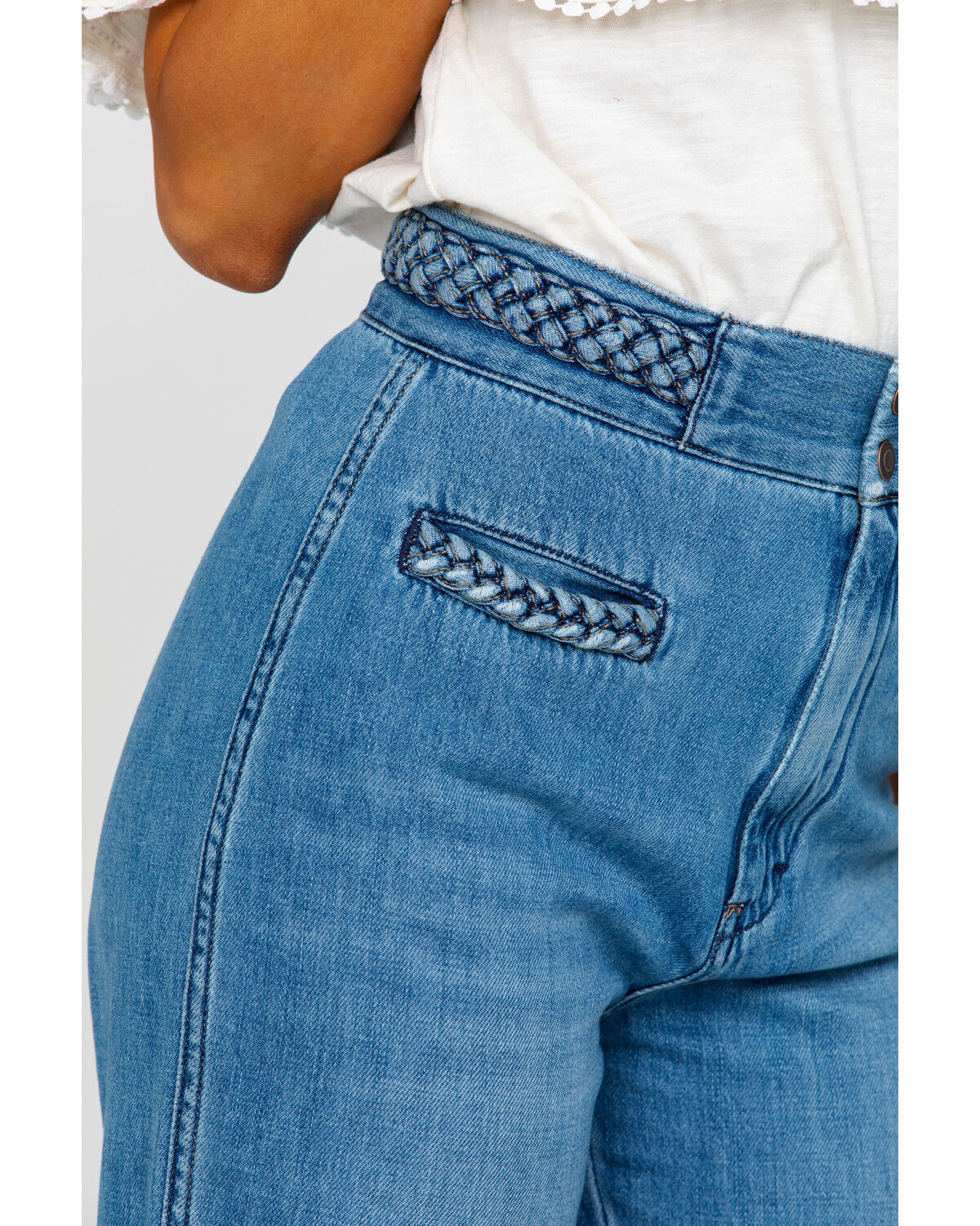 Image #4 - Free People Women's Seasons In The Sun Jeans, Blue, hi-res