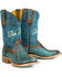 Tin Haul Women's Tribal Feathers Cowgirl Boots - Square Toe, Turquoise, hi-res