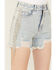 Image #2 - Blue B Women's Light Wash High Rise Rhinestone Side Chain Fringe Denim Shorts, Light Wash, hi-res