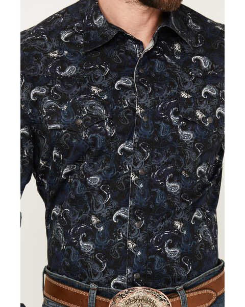 Image #3 - Wrangler Retro Men's Premium Paisley Print Long Sleeve Snap Western Shirt, Navy, hi-res