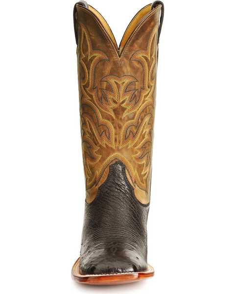 Justin Men's Smooth Ostrich AQHA Remuda Western Cowboy Boots - Square Toe, Black, hi-res
