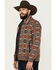Image #2 - Hooey Men's Southwestern Print Bomber Jacket, Red, hi-res