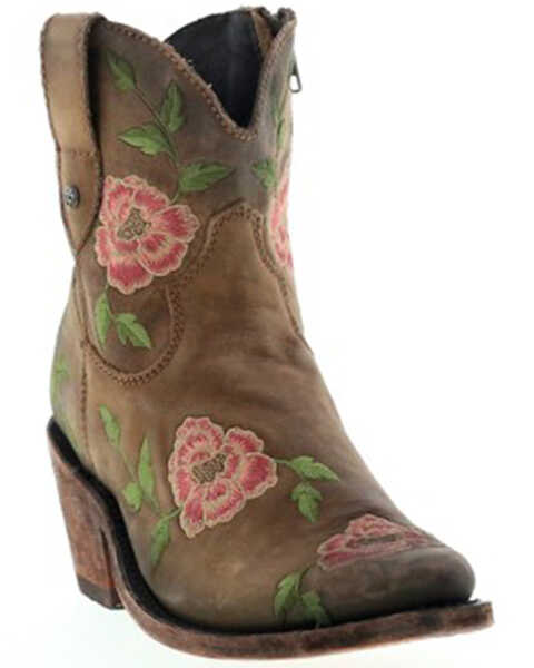 Caborca Silver by Liberty Black Women's Embroidered Floral Western Booties - Pointed Toe, Tan, hi-res