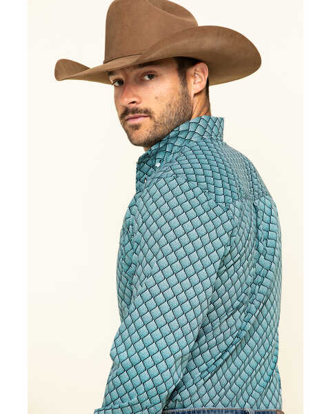 Image #5 - Wrangler 20X Men's Scale Print Performance Long Sleeve Western Shirt , Black/turquoise, hi-res