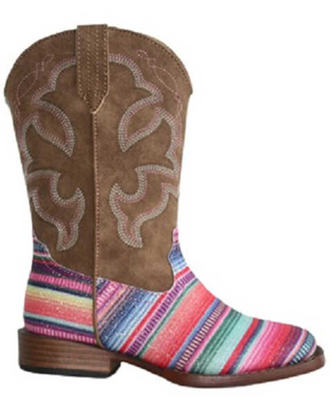 Image #1 - Roper Little Girls' Glitter Serape Western Boots - Square Toe, Pink, hi-res