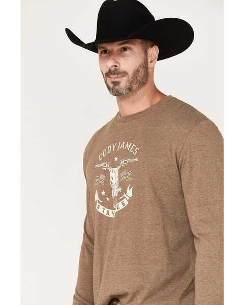 Image #2 - Cody James Men's Stay Free Logo Graphic Long Sleeve T-Shirt, Brown, hi-res