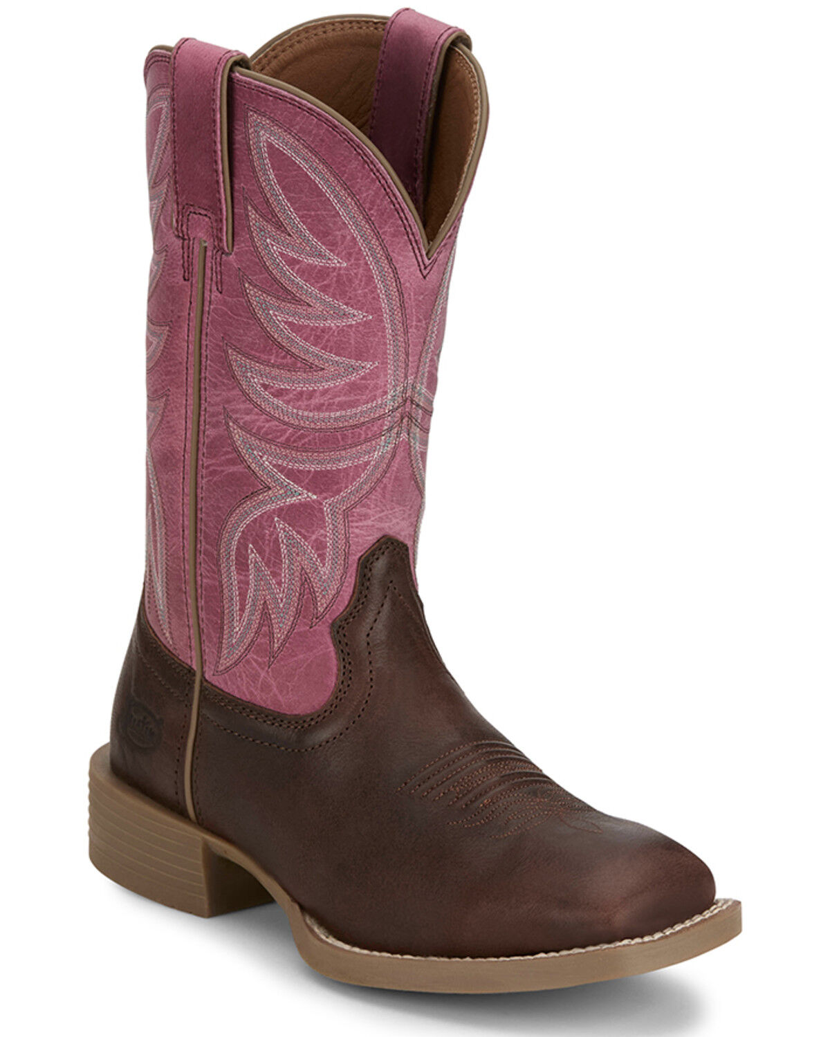 Image #1 - Justin Women's Demeter Performance Western Boots - Broad Square Toe, Pink, hi-res