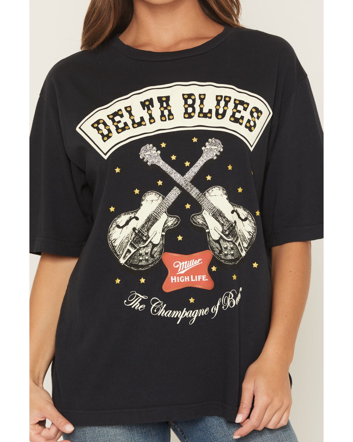 Image #3 - Miller Women's Delta Blue Guitar Short Sleeve Graphic Tee, Black, hi-res